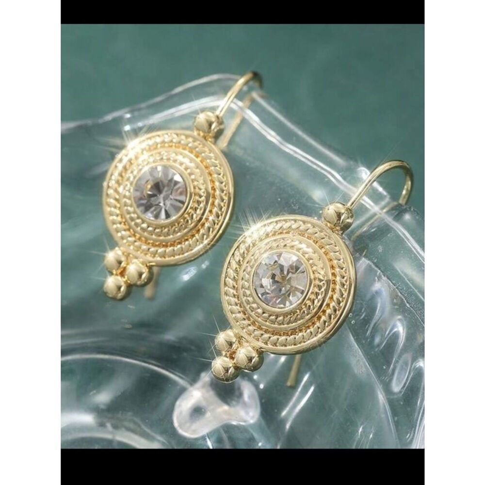 Gold-Tone Crystal Drop Earrings R801